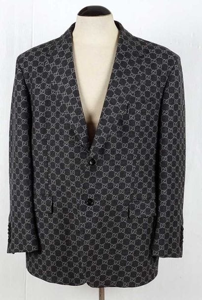 GUCCI
Charcoal gray wool blazer with GG monogram,...