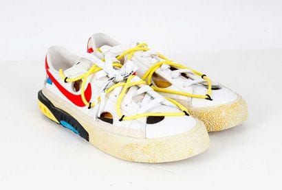 NIKE 
Off-white leather Blazer Low sneakers...