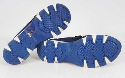 MARNI 
Navy blue neoprene slip-on sneakers...