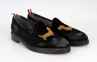 THOM BROWNE
Hector black velvet loafers with...