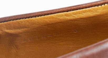 GUCCI
Brown leather penny loafers. 
Men's...