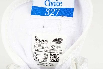 NEW BALANCE 
327 Blue and white nylon sneakers...