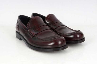 VALENTINO 
Burgundy leather brogue penny...