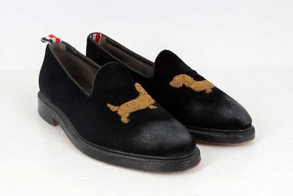 THOM BROWNE
Hector black velvet loafers with...