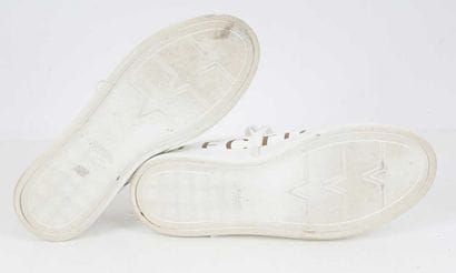 VERSACE 
White leather sneakers with braided...