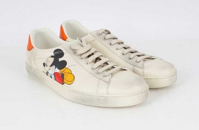 GUCCI X DISNEY 
White leather Ace Low sneakers...