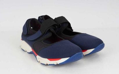 MARNI 
Navy blue neoprene slip-on sneakers...
