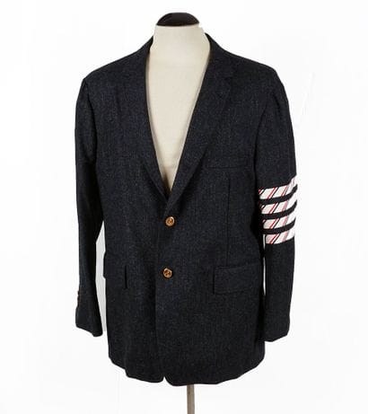 THOM BROWNE
Heather gray wool blazer with...