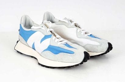 NEW BALANCE 
327 Blue and white nylon sneakers...
