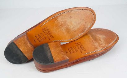 ZERBAY 
Brown braided leather mules. 
Men's...