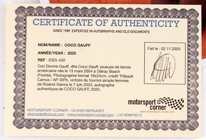 Coco GAUFF
Photo autographiée
Avec certificat...
