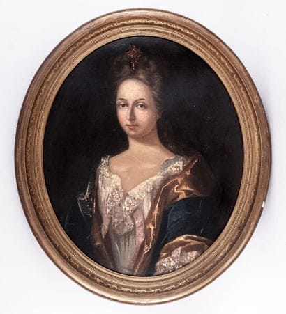 ÉCOLE FRANÇAISE XVIIIe
Portrait d'une élégante...