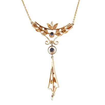 OR 14K , SAPHIRS, PERLES
Collier Art Nouveau...