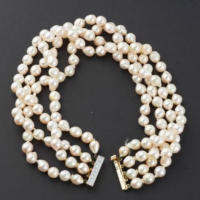 PERLES, OR 14K, DIAMANTS
Collier ras-du-cou...
