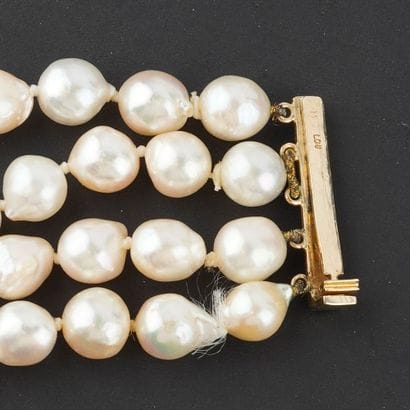 PERLES, OR 14K, DIAMANTS
Collier ras-du-cou...