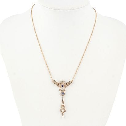 OR 14K , SAPHIRS, PERLES
Collier Art Nouveau...