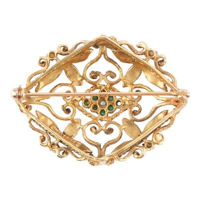 OR 14K, PERLE, TURQUOISE
Broche de style...
