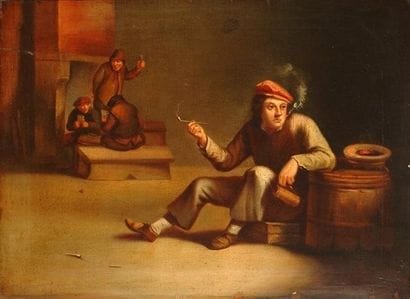 ÉCOLE FLAMANDE XVIIème
À la taverne Huile...