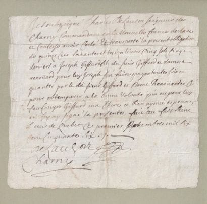 LAUZON, Charles de. Sieur de CHARNY
Gouverneur...