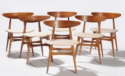 Hans J. WEGNER (1914-)
Ensemble de 6 chaises,...
