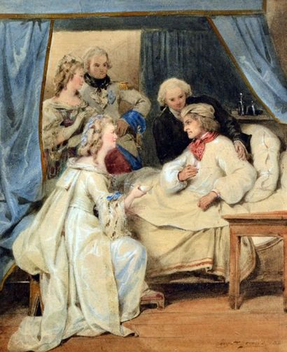 DEVERIA, Eugène (1808-1865) Au chevet du...