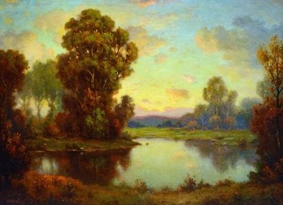 SHERLINGH, Michael (1893-1943) Paysage lacustre...