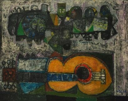 UBEDA, Agustín (1925-2007) Guitare Huile...