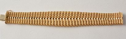 OR 18K *Bracelet large en or jaune 18K mat...