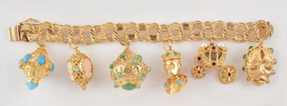 OR 14K ET 18K *Bracelet en or jaune 14K à...
