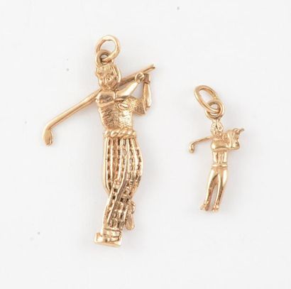 OR 18K *Lot de 2 pendentifs en or jaune 18K...