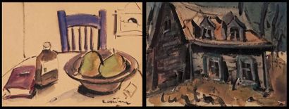 CANTIN, Roger (1930-) Maison Aquarelle Signée...