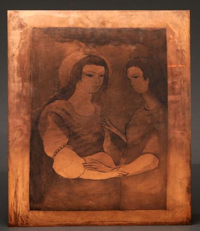 LAURENCIN, Marie (1883-1956) Plaque de cuivre...