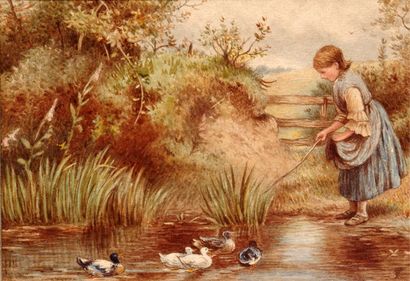 FOSTER, Birket Myles (1825-1899) Jeune fille...