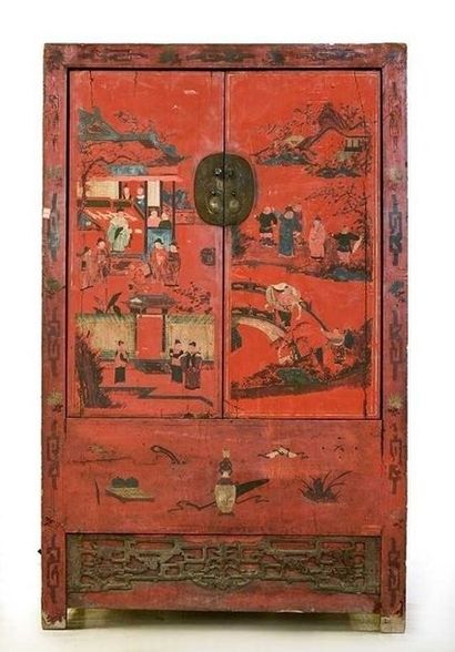 ARMOIRE - CHINE, XIXe s. Armoire en bois...