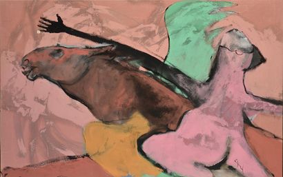 CRIQUET, Franky (1968-) Cheval marron Huile...