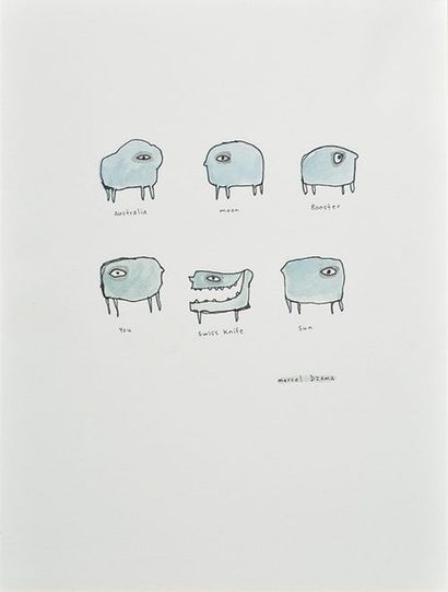 DZAMA, Marcel (1974-) Blobs Aquarelle et...