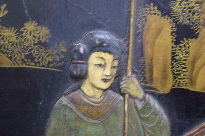 CHINE, fin XIXe début XXe - Paravent six...