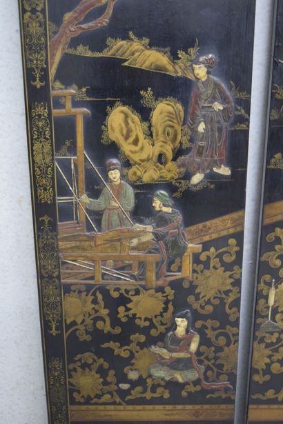 CHINE, fin XIXe début XXe - Paravent six...