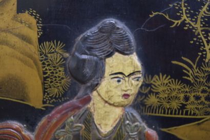 CHINE, fin XIXe début XXe - Paravent six...