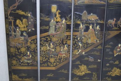 CHINE, fin XIXe début XXe - Paravent six...
