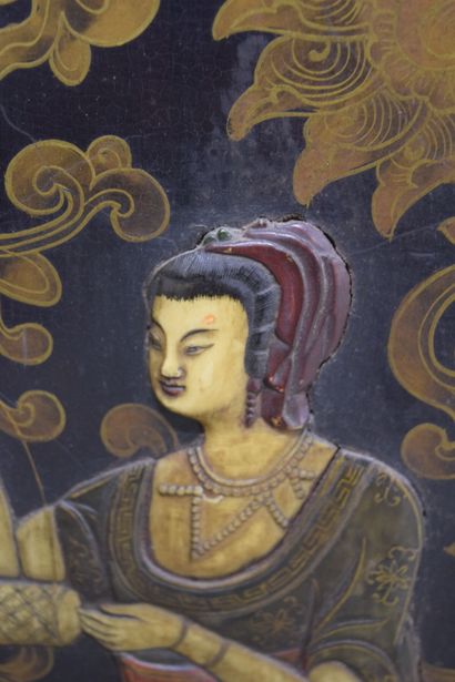 CHINE, fin XIXe début XXe - Paravent six...