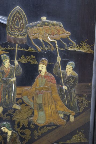 CHINE, fin XIXe début XXe - Paravent six...