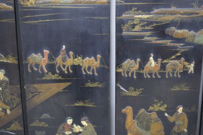 CHINE, fin XIXe début XXe - Paravent six...