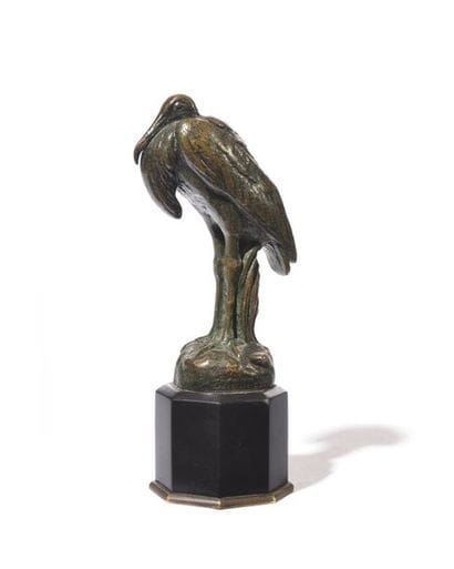 Cigogne Épreuve en bronze patiné, signée,...