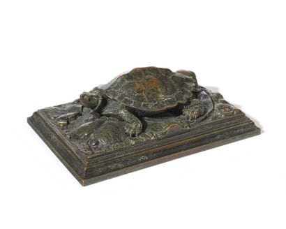 Tortue (sur plinthe carrée) Épreuve en bronze...