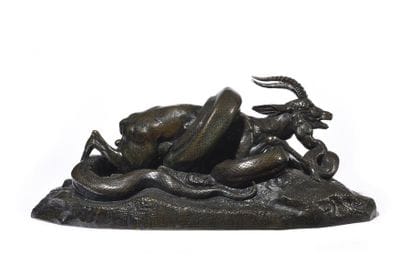 Python enlaçant une gazelle Épreuve en bronze...