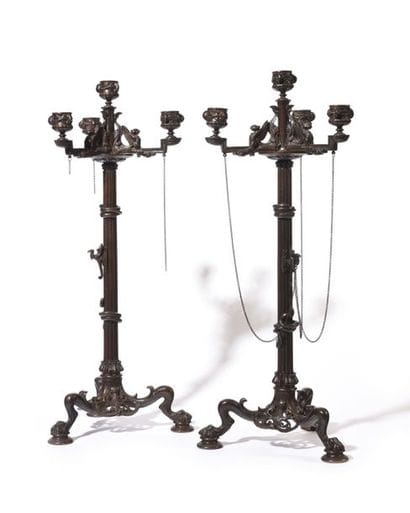 Paire de candélabres antiques à quatre lumières...