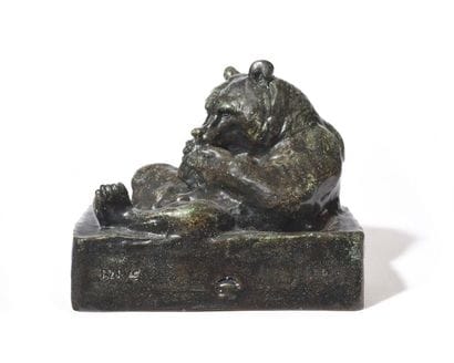A-L BARYE	 Ours dans son auge Épreuve en...