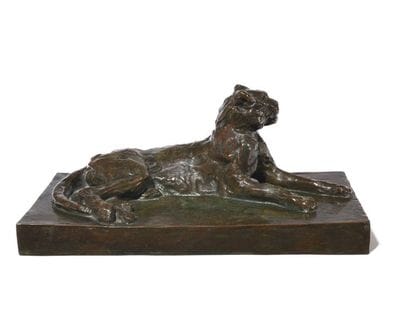 A-L BARYE	 Guépard couché (esquisse) Épreuve...