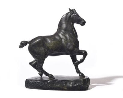 A-L BARYE	 Cheval Percheron Épreuve en bronze...